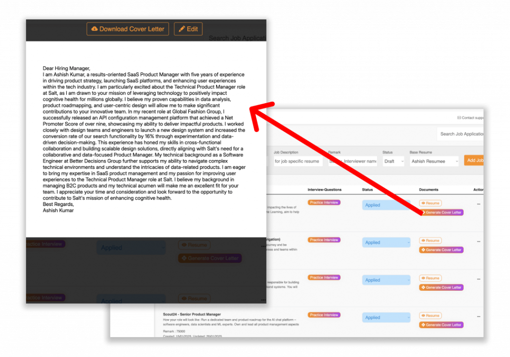 Generate AI Cover Letters